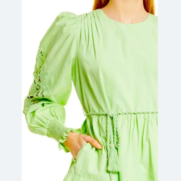 Cami Nyc Carolina Dress Neo Mint cotton poplin mini long sleeve XL new - Picture 7 of 16